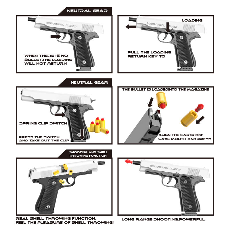 M1911 Colt Toy Gunman Gun, Sof - Catapult Launcher Toy 评论和价格